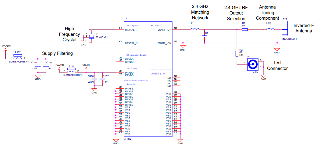 原理图 - Silicon Labs BRD4103A EFR32BG12 2.4GHz 10dBm收音机板